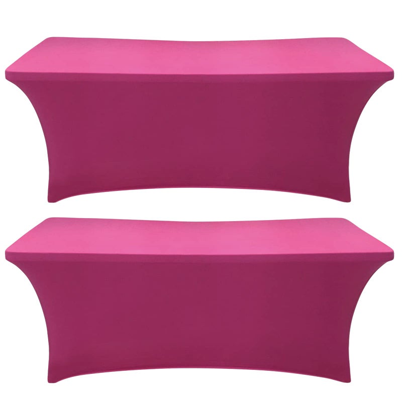 SEPARO 1Pack,6FT Fuchsia Spandex Table Cover Fitted Rectangular Tablecloth Stretchable Tablecloth 6 ft Wrinkle-Free for Party Tradeshows Banquet Weddings Cocktail - Image 1